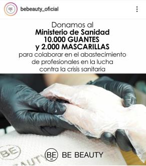 ¡BE BEAUTY dona guantes y mascarillas para el servicio sanitario!