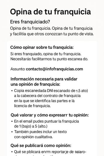 Opiniones Verificadas de Franquicias: Opina de tu franquicia